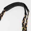 BALLY Chain Tote Bag Leather Black Gold Auth BA7022-8