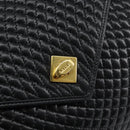 BALLY Hand Bag Leather Black Gold Auth BA7023-18