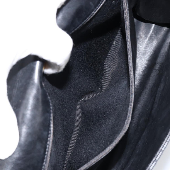 BALLY Hand Bag Leather Black Gold Auth BA7023