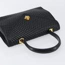 BALLY Hand Bag Leather Black Gold Auth BA7023-6