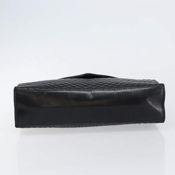 BALLY Hand Bag Leather Black Gold Auth BA7023