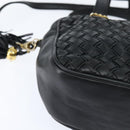 BALLY Hand Bag Leather 2way Black Gold Auth BA7024-15