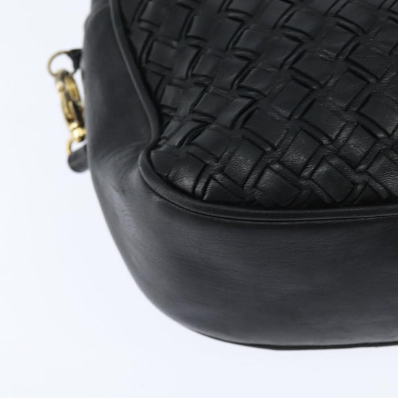 BALLY Hand Bag Leather 2way Black Gold Auth BA7024