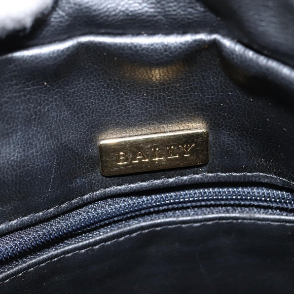 BALLY Hand Bag Leather 2way Black Gold Auth BA7024