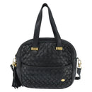 BALLY Hand Bag Leather 2way Black Gold Auth BA7024-13