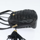 BALLY Hand Bag Leather 2way Black Gold Auth BA7024-3