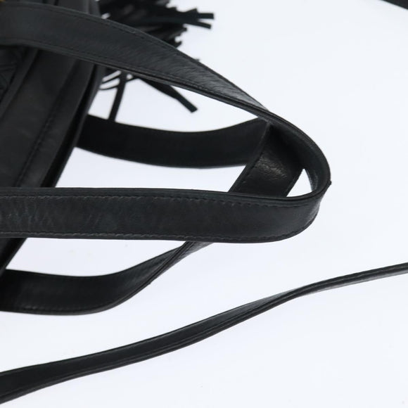 BALLY Hand Bag Leather 2way Black Gold Auth BA7024