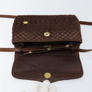 BALLY Shoulder Bag Leather Brown Gold Auth BA7025-9