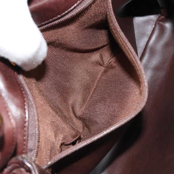 BALLY Shoulder Bag Leather Brown Gold Auth BA7025