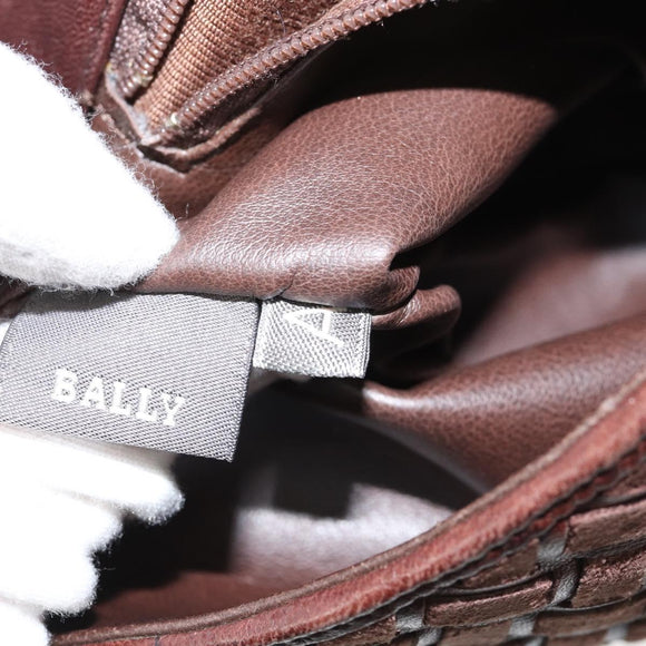 BALLY Shoulder Bag Leather Brown Gold Auth BA7025