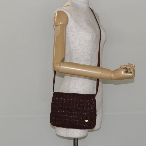 BALLY Shoulder Bag Leather Brown Gold Auth BA7025