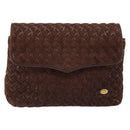 BALLY Shoulder Bag Leather Brown Gold Auth BA7025-13