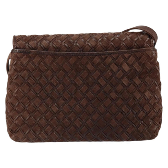 BALLY Shoulder Bag Leather Brown Gold Auth BA7025