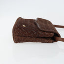 BALLY Shoulder Bag Leather Brown Gold Auth BA7025-3