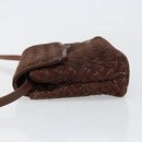 BALLY Shoulder Bag Leather Brown Gold Auth BA7025-4