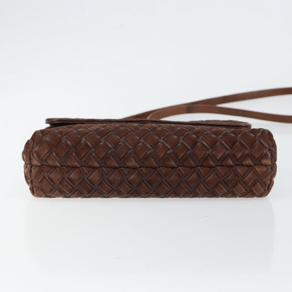 BALLY Shoulder Bag Leather Brown Gold Auth BA7025