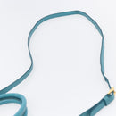 PRADA Hand Bag Leather 2way Turquoise Blue Gold Auth BA7027-15