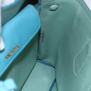 PRADA Hand Bag Leather 2way Turquoise Blue Gold Auth BA7027-22
