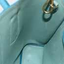 PRADA Hand Bag Leather 2way Turquoise Blue Gold Auth BA7027-23