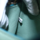 PRADA Hand Bag Leather 2way Turquoise Blue Gold Auth BA7027-12