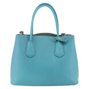 PRADA Hand Bag Leather 2way Turquoise Blue Gold Auth BA7027-2