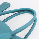 PRADA Hand Bag Leather 2way Turquoise Blue Gold Auth BA7027-14