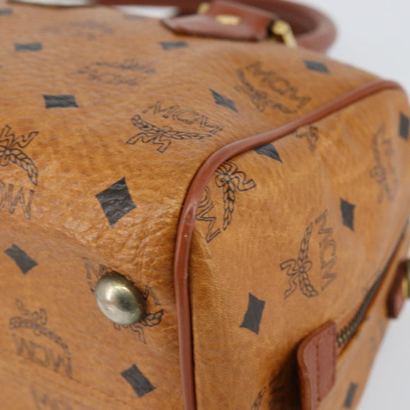 MCM Vicetos Logogram Hand Bag PVC Brown Gold Auth BA7030