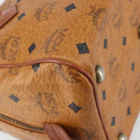 MCM Vicetos Logogram Hand Bag PVC Brown Gold Auth BA7030