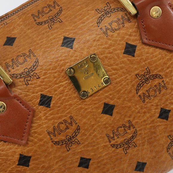 MCM Vicetos Logogram Hand Bag PVC Brown Gold Auth BA7030