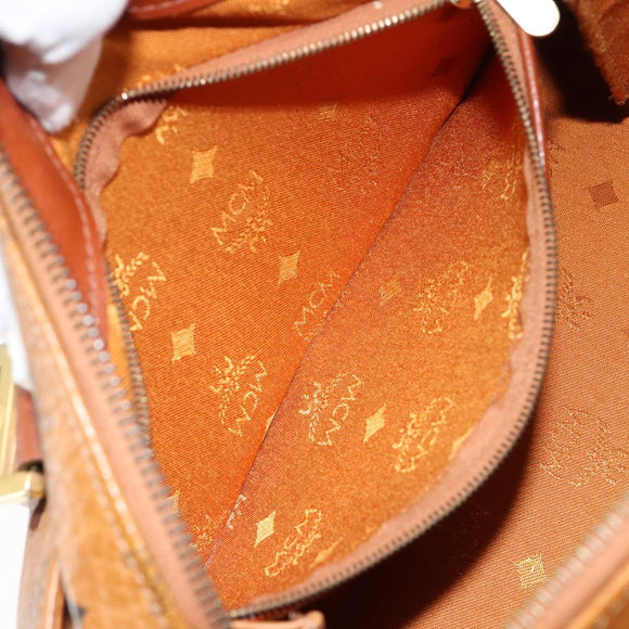 MCM Vicetos Logogram Hand Bag PVC Brown Gold Auth BA7030