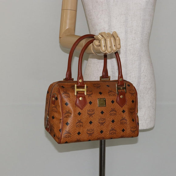 MCM Vicetos Logogram Hand Bag PVC Brown Gold Auth BA7030