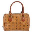 MCM Vicetos Logogram Hand Bag PVC Brown Gold Auth BA7030-2