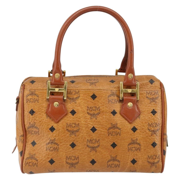 MCM Vicetos Logogram Hand Bag PVC Brown Gold Auth BA7030