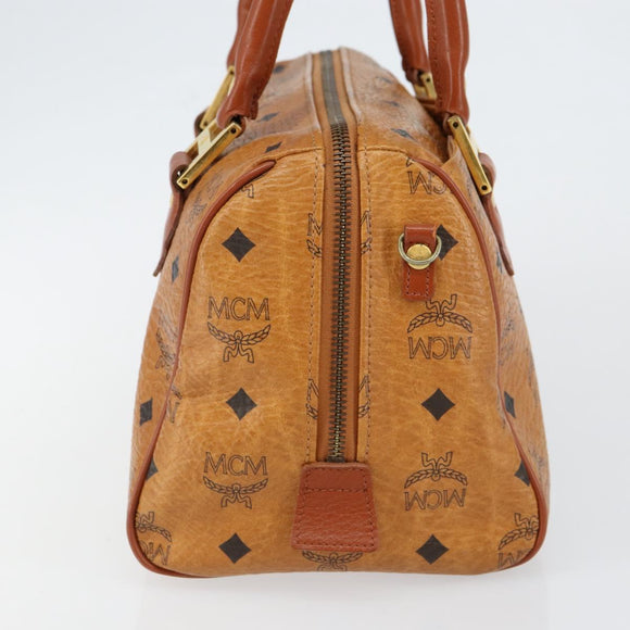 MCM Vicetos Logogram Hand Bag PVC Brown Gold Auth BA7030