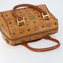 MCM Vicetos Logogram Hand Bag PVC Brown Gold Auth BA7030-6