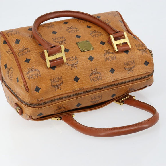 MCM Vicetos Logogram Hand Bag PVC Brown Gold Auth BA7030
