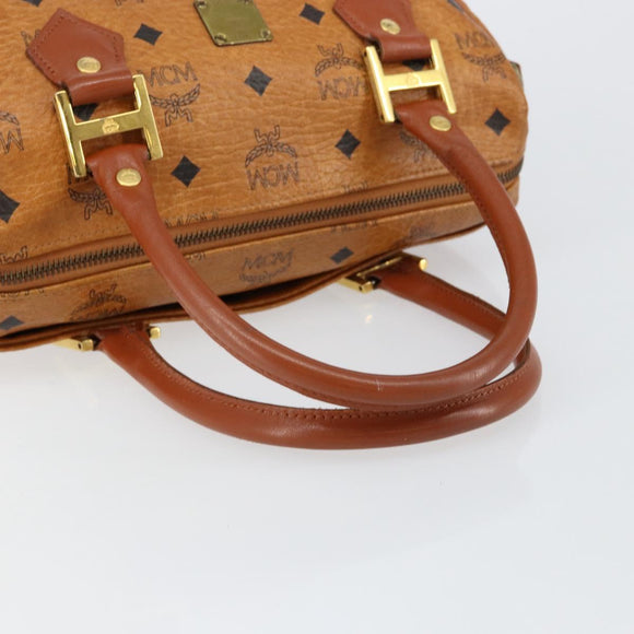 MCM Vicetos Logogram Hand Bag PVC Brown Gold Auth BA7030