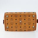 MCM Vicetos Logogram Hand Bag PVC Brown Gold Auth BA7030-5