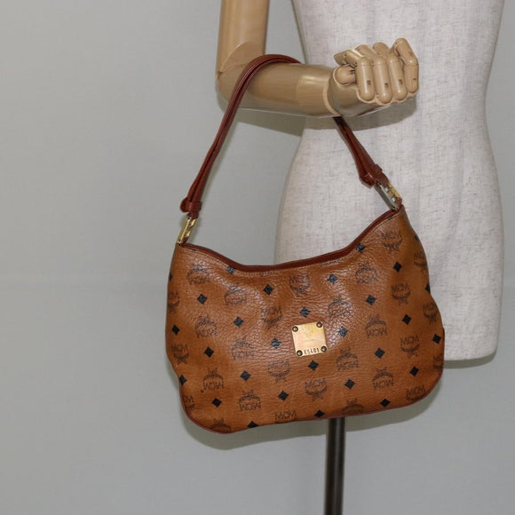 MCM Logogram Vicetos Shoulder Bag PVC Leather Brown Gold Auth BA7031