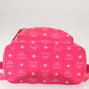 MCM Vicetos Logogram Backpack PVC Leather Pink Gold Auth BA7032-5