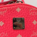 MCM Vicetos Logogram Backpack PVC Leather Pink Gold Auth BA7032-12
