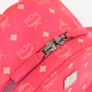 MCM Vicetos Logogram Backpack PVC Leather Pink Gold Auth BA7032-18