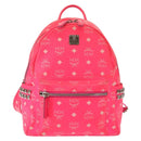 MCM Vicetos Logogram Backpack PVC Leather Pink Gold Auth BA7032-13
