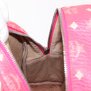 MCM Vicetos Logogram Backpack PVC Leather Pink Gold Auth BA7032-21
