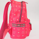 MCM Vicetos Logogram Backpack PVC Leather Pink Gold Auth BA7032-4