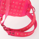 MCM Vicetos Logogram Backpack PVC Leather Pink Gold Auth BA7032-9