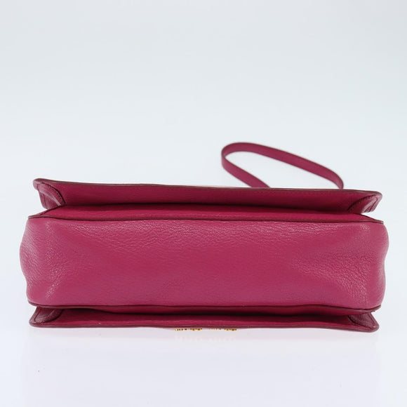 Miu Miu Madras Hand Bag Leather 2way Pink Gold Auth BA7035