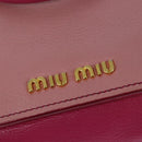 Miu Miu Madras Hand Bag Leather 2way Pink Gold Auth BA7035-19