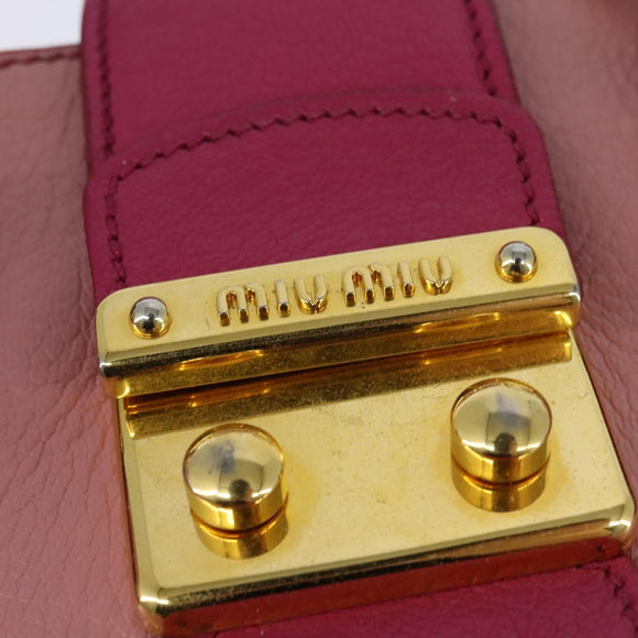 Miu Miu Madras Hand Bag Leather 2way Pink Gold Auth BA7035