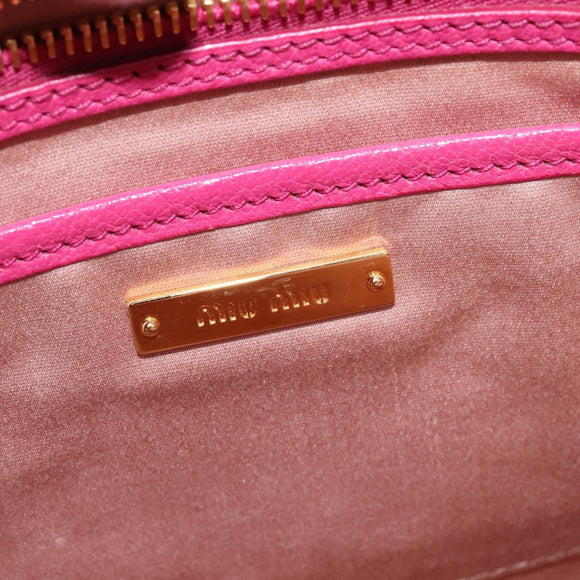 Miu Miu Madras Hand Bag Leather 2way Pink Gold Auth BA7035